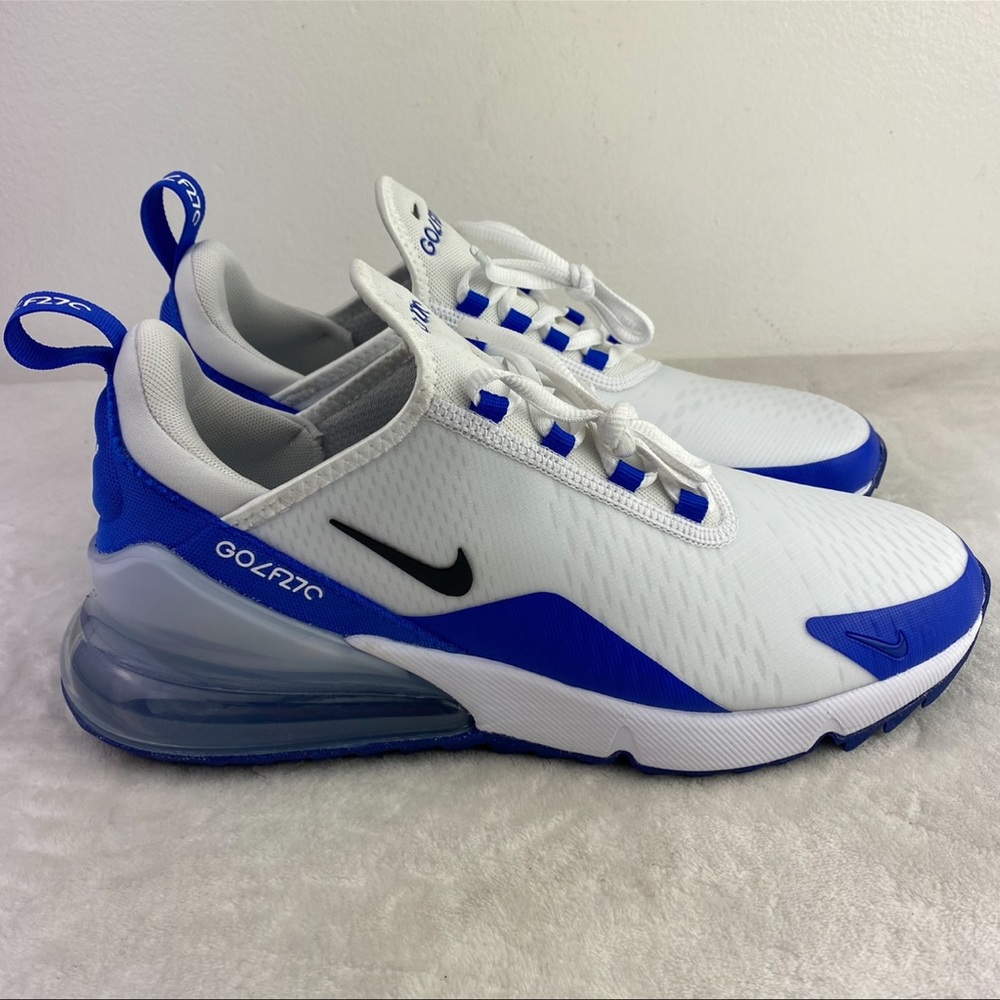 New Nike Air Max 270  White Racer Blue Black CK6483-106 Men's Golf Shoe - Picture 2 of 12